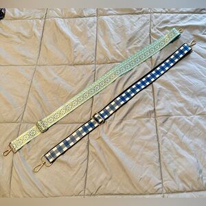 Set of Two Floral and Checked Bag Straps